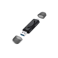 Lecteur de cartes, noir, 2-en-1 SD+TF, SD 3.0, modèle à branchement direct double port USB-A + Type-C, double carte double lecture