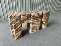 Base de table console de luxe en onyx tigre persan naturel, motif puzzle emboîtable, taille personnalisée, onyx poli