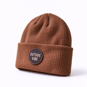 Bonnet en tricot gaufré personnalisé avec patch, 100 % acrylique, chaud, pour l'hiver, unisexe, 56-58 cm, pour le quotidien, les loisirs, les activités de plein air et les voyages - Product Image 5