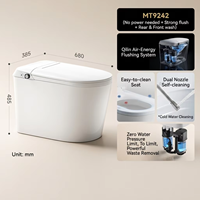 WC intelligent sans électricité, sans batterie, design moderne, blanc, à poser au sol, en céramique allongée, avec chasse d'eau à commande au pied