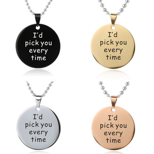 Joyería de acero inoxidable <span class=keywords><strong>con</strong></span> grabado personalizado, placa <span class=keywords><strong>con</strong></span> nombre de inicial pulida, collar <span class=keywords><strong>con</strong></span> barra de corazón, venta al por mayor - Product Image 2