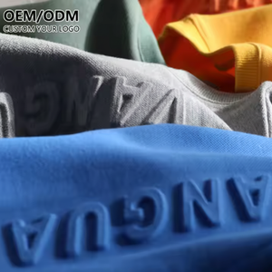 Dropshipping T-shirt de haute qualité T-shirt en coton surdimensionné uni col en O pour hommes T-shirt personnalisé en relief 3d pour hommes - Product Image 1