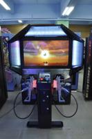 Machine de jeu vidéo d'arcade de tir, 55 pouces LCD, pour deux joueurs, à monnayeur, avec pistolet fantôme, en anglais, à vendre