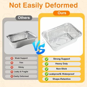 50 100 200 Pack Wholesale Silver Thickened Disposable Aluminum Foil PET Eco-Friendly Food Grade 300ml Takeaway Food Packaging - Product Image 2