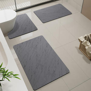 Tapis de salle de bain en forme de U, absorbant, en fibre de polyester, antidérapant, séchage rapide, couleur unie minimaliste, tapis de porte - Product Image 3