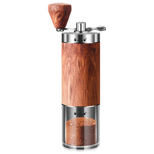 Wood Grain Hand Crank Coffee Grinder Stainless Steel Burr Portable Manual Coffee Maker For Fresh Ground Coffee Beans - Product Image 5