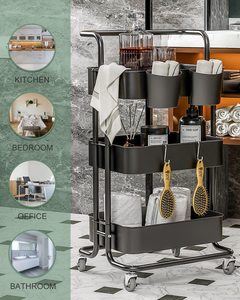 Nieuw Ontwerp 3-Tier Mobiele Opbergkar Badkamer Keuken <span class=keywords><strong>Trolley</strong></span> Met Wielen Beweegbare Ijzeren Frame Keuken Metalen Opbergrek - Product Image 5