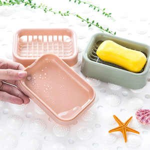 จานสบู่ทรงสี่เหลี่ยมขนาดใหญ่ ถาดสบู่ในห้องน้ำแบบสองชั้น วัสดุ PP - Product Image 4