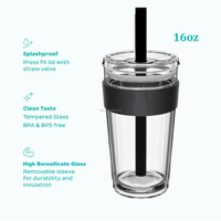 Nouvelle Arrivée 2026 – Tasse à Café Isotherme en Verre Double Paroi Transparente 12oz/16oz avec Couvercle – Mug à Café en Verre Résistant à la Chaleur