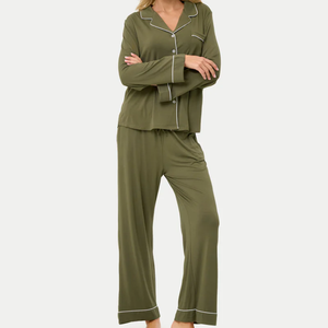 Pyjama en bambou pour femmes, vêtements de nuit en bambou à manches longues, pyjama boutonné, pyjama deux pièces personnalisé pour femmes, vêtements de nuit - Product Image 1