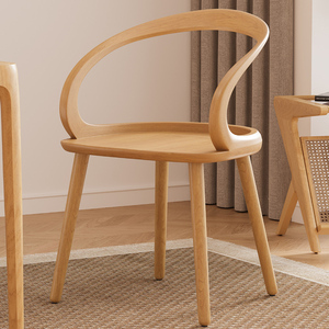 <span class=keywords><strong>Chaise</strong></span> en bois massif moderne avec ruban décoratif, en bois <span class=keywords><strong>de</strong></span> caoutchouc naturel, à bords arrondis, pour salon et salle à manger - Product Image 1
