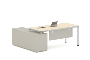 Bureau de direction avec cadre en PVC, design contemporain et moderne, résistant à la rouille et aux rayures, tiroir de rangement, utilisation commerciale/au bureau à domicile - Product Image 4