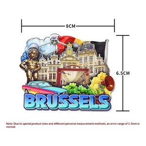 Imán de nevera 3D de madera con diseño de <span class=keywords><strong>ciudades</strong></span> europeas: Praga, Bruselas, Copenhague. Recuerdo de viaje, paisaje urbano, decoración magnética para nevera, regalo. - Product Image 4