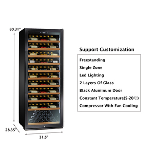 Venta al por Mayor de 300 Botellas, Enfriador de Vino de Una Sola Zona con Compresor para Bodega Doméstica, Gabinetes Enfriadores de Vino SW-300 - Product Image 5