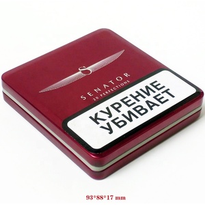 Rectangular cigarette tobacco tin case box with hinged lid 20 cigarettes storage pocket metal tin case box