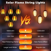 Guirlande solaire d'extérieur pour jardin, lumières de jardin à effet de flamme vacillante, ampoules étanches, lampes alimentées par énergie solaire, décoration rétro pour jardin et cour