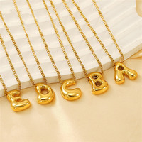 Alphabet à bulles en acier inoxydable plaqué or 18K A-Z 26 initiales Collier à breloques