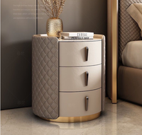 Table de Chevet en Cuir de Luxe pour Chambre à Coucher, Vente en Gros Usine, Table de Rangement avec 2 Tiroirs, Assemblée