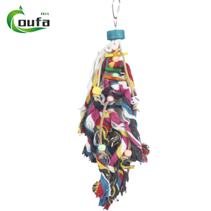 Sıcak satış renkli papağan Pet kuş büyük ahşap bloklar çiğneme kafes büyük orta kuşlar için asılı oyuncak renkli salıncak oyuncaklar - Product Image 2