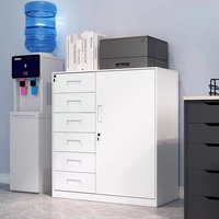 Armoire à dossiers en acier et bois avec serrure à clé, design moderne, étanche, 5 tiroirs pour les bureaux à domicile, les hôtels ou les ateliers