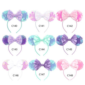 MMMA cartone animato orecchie fascia <span class=keywords><strong>3</strong></span>.<span class=keywords><strong>3</strong></span> "capelli fiocchi paillettes orecchio per le donne fai da te ragazze accessori per capelli - Product Image 1