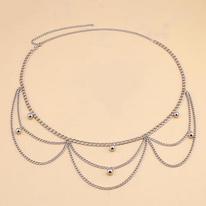 Chaîne de corps tendance avec pendentif sphère dorée, chaîne de taille, accessoire de fête, en alliage de zinc, design multicouche - Product Image 4