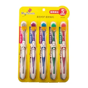 Customize logo accepted soft/medium/hard blister 5pcs pack adult toothbrush