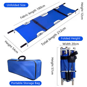 Brancard pliable portable avec cadre en acier inoxydable, tissu Oxford, poignée en caoutchouc antidérapante et sacs de rangement pour <span class=keywords><strong>ambulance</strong></span> d'urgence - Product Image 2