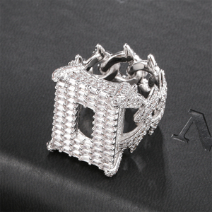 UK <span class=keywords><strong>Grime</strong></span> Culture Anillos inspirados Hip-hop Nuevo cobre con incrustaciones de circón Anillo de hombre Anillo de circón completo para hombre Rapero - Product Image 5