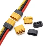 Kabel Konektor 3 Pin AMASS MR60 Kuningan Kontak ABS 14AWG Panjang Sesuai Pesanan untuk Drone Remote Control EV