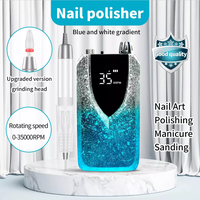Fou! 2022 brillant dégradé couleur électrique Portable sans brosse perceuse à ongles polisseuse 35000 tr/min pour perceuse à ongles Rechargeable