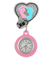 Bobine d'insigne de lettres médicales en plastique pailleté personnalisé en gros avec bobine d'insigne d'infirmière de montre de poche rétractable