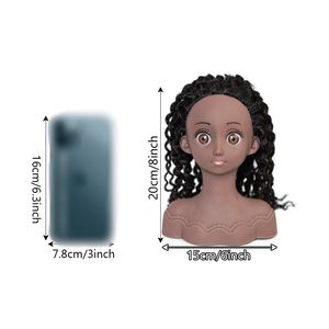 Cabeza <span class=keywords><strong>de</strong></span> Maniquí <span class=keywords><strong>de</strong></span> <span class=keywords><strong>pelo</strong></span> <span class=keywords><strong>natural</strong></span> <span class=keywords><strong>de</strong></span> 20CM y 8 pulgadas, juguetes <span class=keywords><strong>de</strong></span> <span class=keywords><strong>muñeca</strong></span> <span class=keywords><strong>de</strong></span> práctica para niños, cabeza <span class=keywords><strong>de</strong></span> <span class=keywords><strong>muñeca</strong></span> Africana ficticia negra <span class=keywords><strong>de</strong></span> piel oscura para jugar - Product Image 3