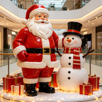 Sculpture de Père Noël et Bonhomme de Neige en Fibre de Verre sur Mesure à Grande Échelle, Statue en FRP Taille Réelle pour Décoration de Centre Commercial, OEM ODM