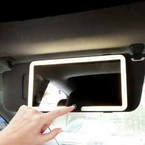 Miroir cosmétique LED pour voiture, simple face, avec lumière, chargement USB, capteur tactile - Product Image 1