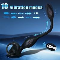 Masseur de prostate vibrant à double moteur avec télécommande sans fil, anneau pénien, plug anal en silicone, double vibration, jouet sexuel pour homme adulte
