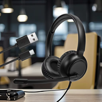 Harga Pabrik Headset Telepon Over-ear Qualcomm USB Binaural ENC Peredam Kebisingan untuk Kantor, Bisnis, Call Center, Earplugs BT 5.5