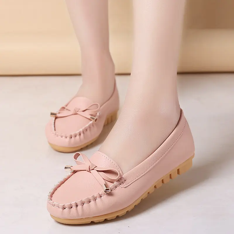 Newest Round head flat shoes for ladies soft bottom flat shoes high quality comfortable bow knot flat casual shoes women