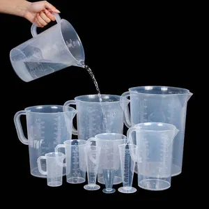 Juego de tazas medidoras de plástico para cocina, juego de tazas de medición de plástico transparente PP, taza de tolol de 15ml a 5000ml