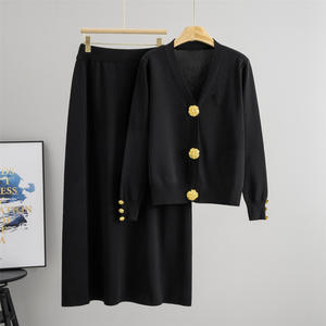 Set Wanita Mantel Musim Dingin Rajutan Kasual 2 Potong Set Wanita Grosir - Product Image 3