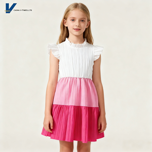 Vestido Casual Tipo Blusa con Mangas Farol y Cuello Redondo en Color Sólido para Niñas de <span class=keywords><strong>10</strong></span> Años, Estilo Princesa, para Fiestas de Verano, Largo hasta la Rodilla, Corte en A - Product Image 1