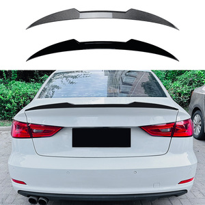 Audi A3 8V Rear Spoiler Blade Style M4 Piano <b>Black</b> Carbon Fiber Texture ABS Trunk <b>Wing</b> 2014-2020 Sedan - Product Image 1
