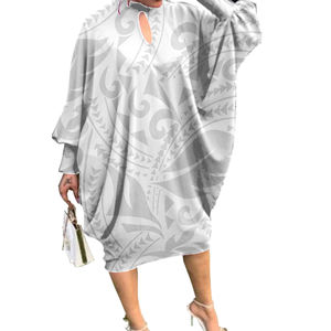 Hot Sale Weiß Custom Design Fledermaus Ärmel <span class=keywords><strong>Prom</strong></span> Samoan Puletasi Tribal Kaftan Kleider Vintage Polynesian Plus Size Kleid Röcke - Product Image 5