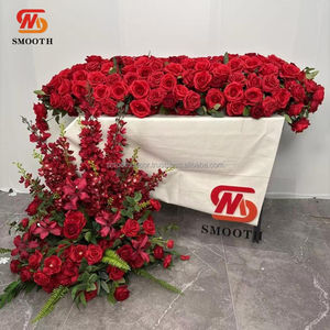 SMOOTH Luxury Artificial <b>Silk</b> Burgundy Rose Long <b>Flower</b> Runner Foam Holder 60cm Broken Asymmetric Design Chic Wedding Event - Product Image 5