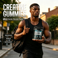 Gummies de Créatine Monohydrate Or Marque Blanche 5000mg – Complément Pré-entraînement Sportif pour la Croissance Musculaire et l'Énergie