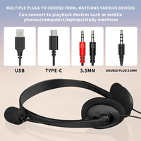 Casque d'écoute filaire personnalisé avec micro Ordinateur Bureau Enseignement Formation PC 3.5mm USB Type C Casques d'écoute pour centre d'appels Réunion d'affaires