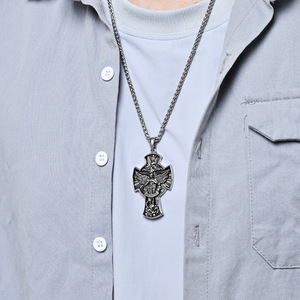 Retro-style Saint Michael Archangel <b>titanium</b> steel necklace, a popular cross-border e-commerce jewelry item from Europe and Amer - Product Image 3