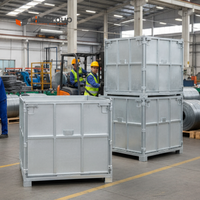 Boîte métallique logistique pliable et empilable en acier galvanisé, conçue pour la sécurité, conteneur de palette pour le stockage de matériaux industriels