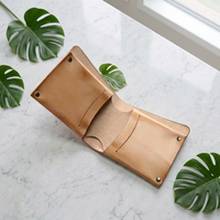 Dompet Lipat Kulit Sapi Asli Buatan Tangan Boshiho, Kulit Vintage Crazy Horse, Dompet Kartu Kredit dan Uang Tunai Untuk Pria