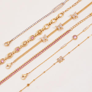 <span class=keywords><strong>Bracelet</strong></span> lourd en acier inoxydable 7,7 g avec zircon rose |   Chaîne épaisse plaquée or 18 carats, étanche, vente en gros de bijoux - Product Image 6